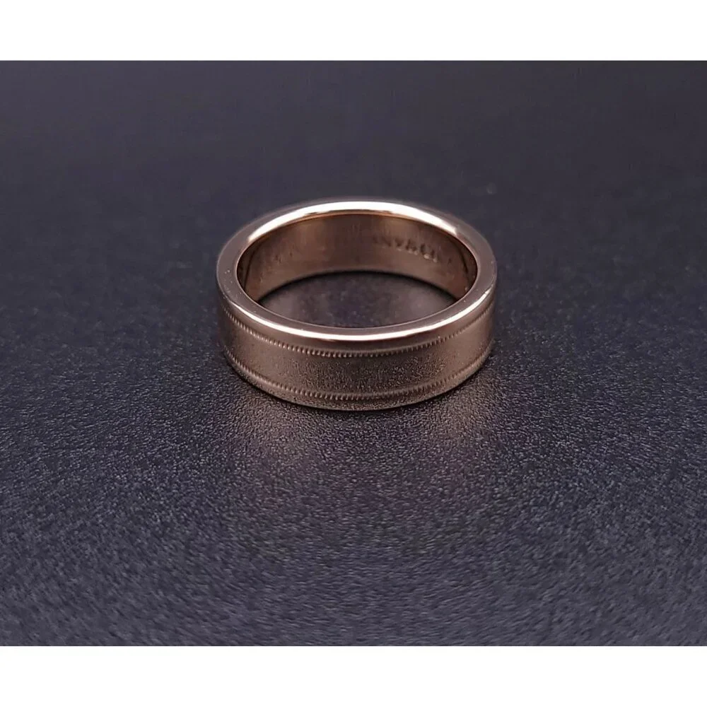 Tiffany & Co 18kt Rose Gold Together Double Milgrain 6mm Wedding Band Size 6.5